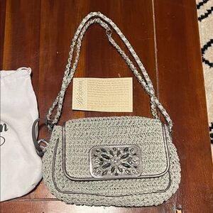 Brighton Gray Crochet Shoulder Bag